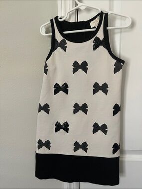 Kate Spade Black & White Sparkle Bow Pattern Sleeveless Dress Sz 6
